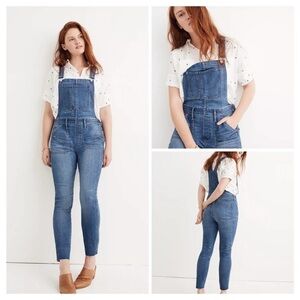 MADEWELL | Kemp Wash Blue Raw Hem Denim Skinny Overalls Women’s Size X-Small